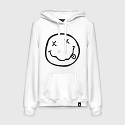 Толстовка-худи хлопковая женская NIRVANA на спине, цвет: белый