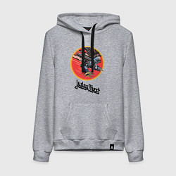 Толстовка-худи хлопковая женская JUDAS PRIEST, цвет: меланж