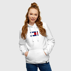 Толстовка-худи хлопковая женская TOMMY HILFIGER, цвет: белый — фото 2