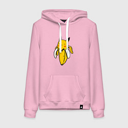 Толстовка-худи хлопковая женская Пикачу-банан, цвет: светло-розовый