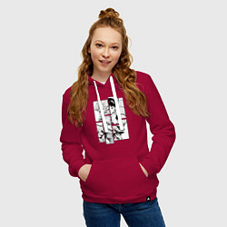 Толстовка-худи хлопковая женская Аска и Синдзи, Евангелион, цвет: маджента — фото 2