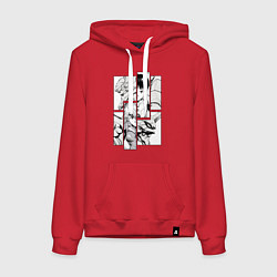 Толстовка-худи хлопковая женская Аска и Синдзи, Евангелион, цвет: красный