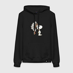 Толстовка-худи хлопковая женская Snoopy, цвет: черный