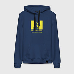 Толстовка-худи хлопковая женская VANSAMA OFFICIAL Yellow, цвет: тёмно-синий