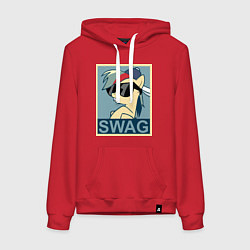 Толстовка-худи хлопковая женская Rainbow Dash swag, цвет: красный