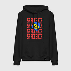 Толстовка-худи хлопковая женская Spaceship, цвет: черный