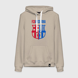 Толстовка-худи хлопковая женская Barcelona FC, цвет: миндальный