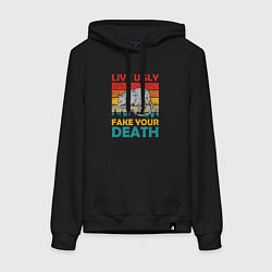 Толстовка-худи хлопковая женская Fake Your Death, цвет: черный