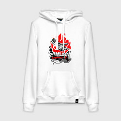 Толстовка-худи хлопковая женская CYBERPUNK 2077 SAMURAI, цвет: белый