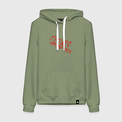 Толстовка-худи хлопковая женская УСЛУГИ БОГА ЯТО, цвет: авокадо