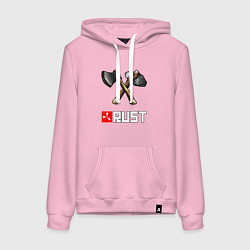 Толстовка-худи хлопковая женская RUST, цвет: светло-розовый