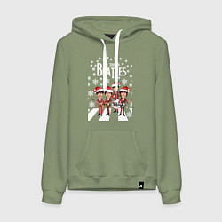 Толстовка-худи хлопковая женская Битлз Новогодний, цвет: авокадо