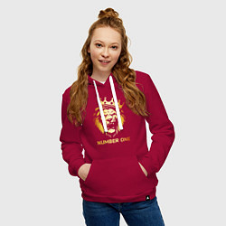 Толстовка-худи хлопковая женская ЗОЛОТОЙ ЛЕВ, цвет: маджента — фото 2