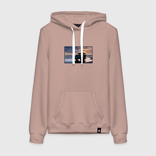 Женская толстовка-худи Land Rover Defender на закате / Пыльно-розовый – фото 1