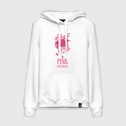Толстовка-худи хлопковая женская Pink paradise, цвет: белый