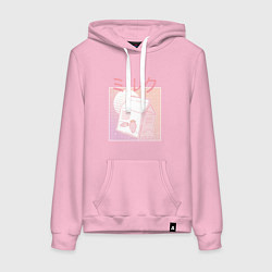 Толстовка-худи хлопковая женская Vaporwave Strawberry Milk, цвет: светло-розовый
