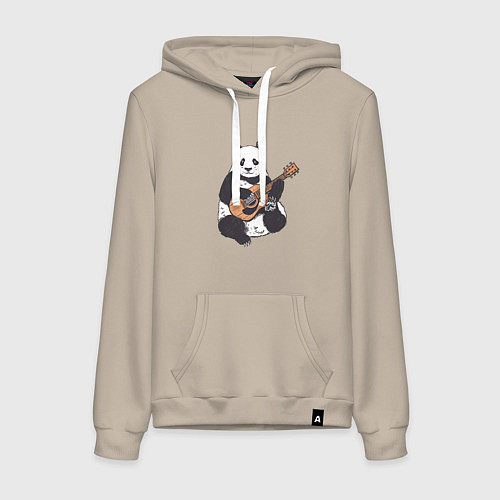 Женская толстовка-худи Панда гитарист Panda Guitar / Миндальный – фото 1