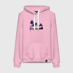 Толстовка-худи хлопковая женская ПАЛЬМЫ, цвет: светло-розовый