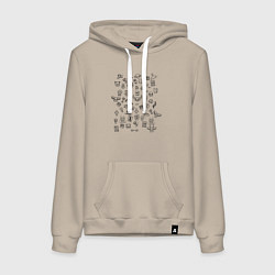 Толстовка-худи хлопковая женская THE BINDING OF ISAAC СТИКИ, цвет: миндальный
