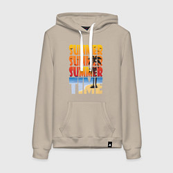 Толстовка-худи хлопковая женская SUMMER TIME, цвет: миндальный