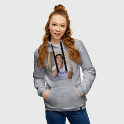 Толстовка-худи хлопковая женская V BTS, цвет: меланж — фото 2