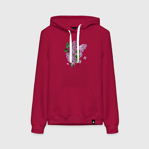 Женская толстовка-худи СИРЕНЬ АКВАРЕЛЬЮ / Маджента – фото 1