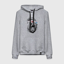 Толстовка-худи хлопковая женская Дикая горилла, цвет: меланж
