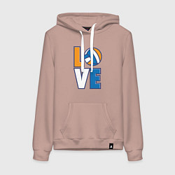 Толстовка-худи хлопковая женская Love Volleyball, цвет: пыльно-розовый