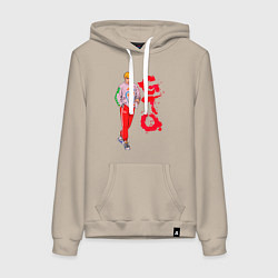 Толстовка-худи хлопковая женская Онидзука крутой учитель, цвет: миндальный