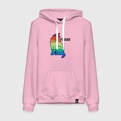 Толстовка-худи хлопковая женская Rainbow Cat, цвет: светло-розовый