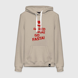 Толстовка-худи хлопковая женская Только красное ездит быстро, цвет: миндальный