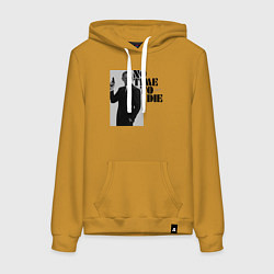 Толстовка-худи хлопковая женская Не время умирать No Time To D, цвет: горчичный
