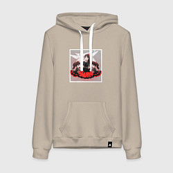 Толстовка-худи хлопковая женская Метал Малышки, цвет: миндальный