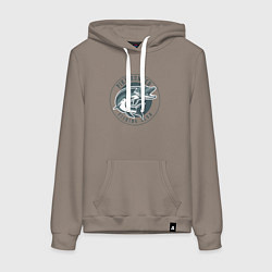 Толстовка-худи хлопковая женская Охотник на щуку, цвет: утренний латте