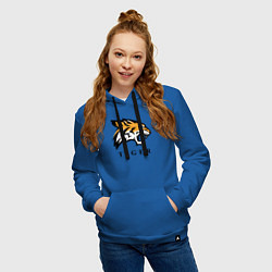 Толстовка-худи хлопковая женская Тигр - Tiger, цвет: синий — фото 2