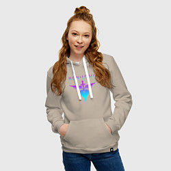 Толстовка-худи хлопковая женская BON JOVI NEON LOGO HEART, цвет: миндальный — фото 2