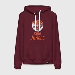 Толстовка-худи хлопковая женская Царь - Тигр, цвет: меланж-бордовый