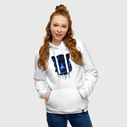 Толстовка-худи хлопковая женская Голова пантеры потекшая краска, цвет: белый — фото 2