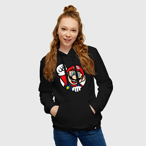 Женская толстовка-худи MarioFace / Черный – фото 3