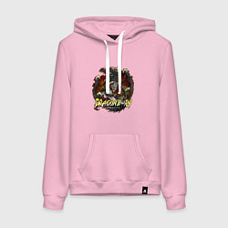 Толстовка-худи хлопковая женская TES SKYRIM DOVAHKIN FUS RO DAH, цвет: светло-розовый