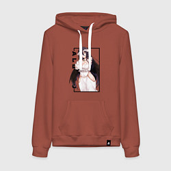 Толстовка-худи хлопковая женская Альбедо Albedo Повелитель, цвет: кирпичный
