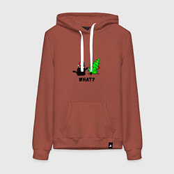 Толстовка-худи хлопковая женская Кот роняет елку, цвет: кирпичный