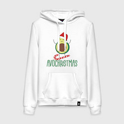 Толстовка-худи хлопковая женская AVOCHRISTMAS AVOCADO, цвет: белый