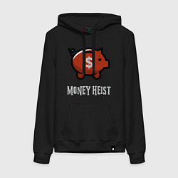 Толстовка-худи хлопковая женская Money Heist Pig, цвет: черный