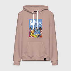 Толстовка-худи хлопковая женская The Beatles - world legend!, цвет: пыльно-розовый