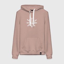 Толстовка-худи хлопковая женская Snowflake Let it snow, цвет: пыльно-розовый