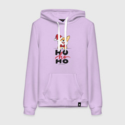Толстовка-худи хлопковая женская Corgi Ho ho Ho, цвет: лаванда