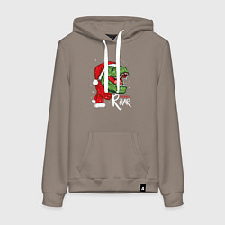 Толстовка-худи хлопковая женская T-rex Merry Roar, цвет: утренний латте