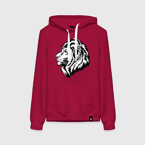 Женская толстовка-худи Лев в наушниках / Маджента – фото 1