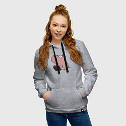 Толстовка-худи хлопковая женская Бегемотик детский коричневый, цвет: меланж — фото 2